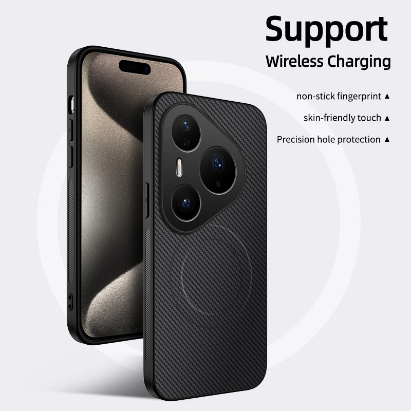 Huawei Nova 12 - Casing Ponsel Tekstur Serat Karbon Magnetik